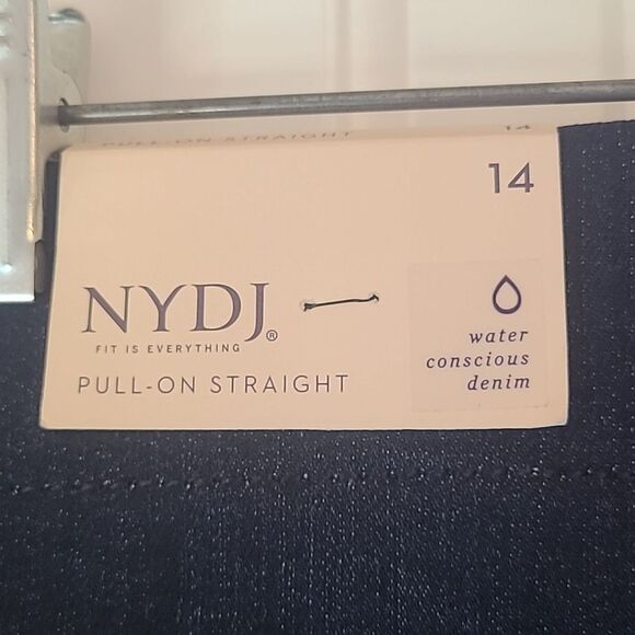 NYDJ Sculpt Her Denim Pull-On Straight Jeans Dark Blue Size 14 - Picture 8 of 16